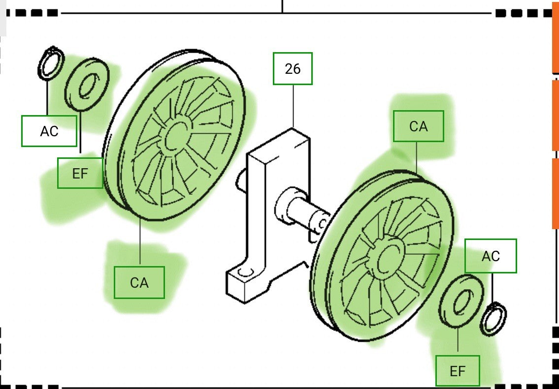 Toyota Forklift 7FGU30 Front Cyl Pulleys & Upper Radiator Hose