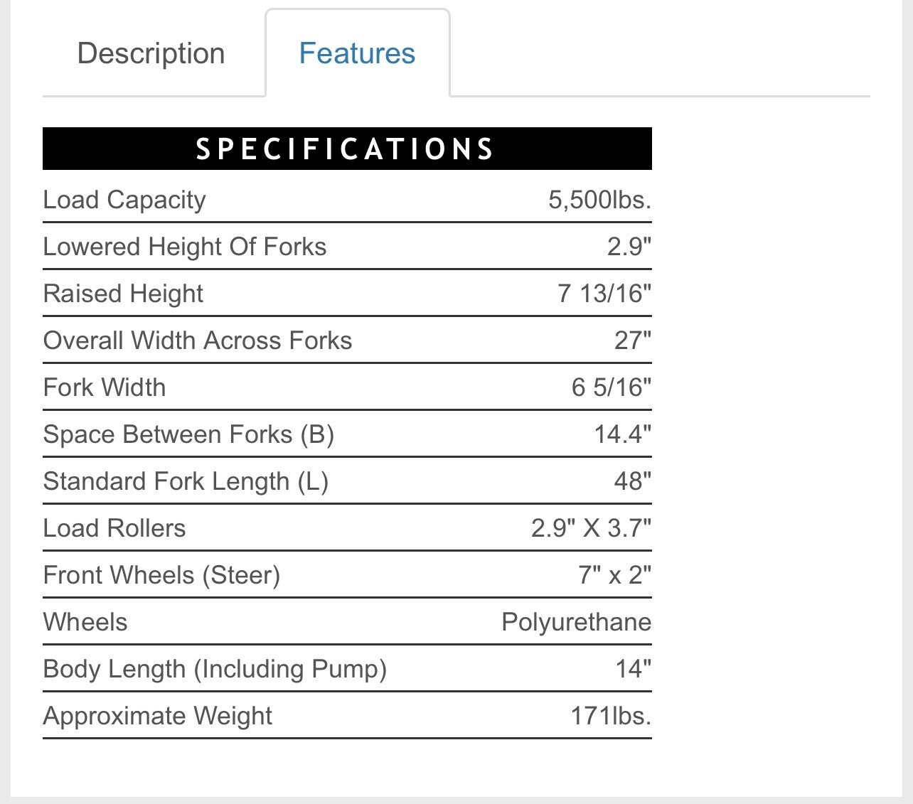 PALLET - TRUCK 5500 LB CAP 27X48 SINGLE POLY