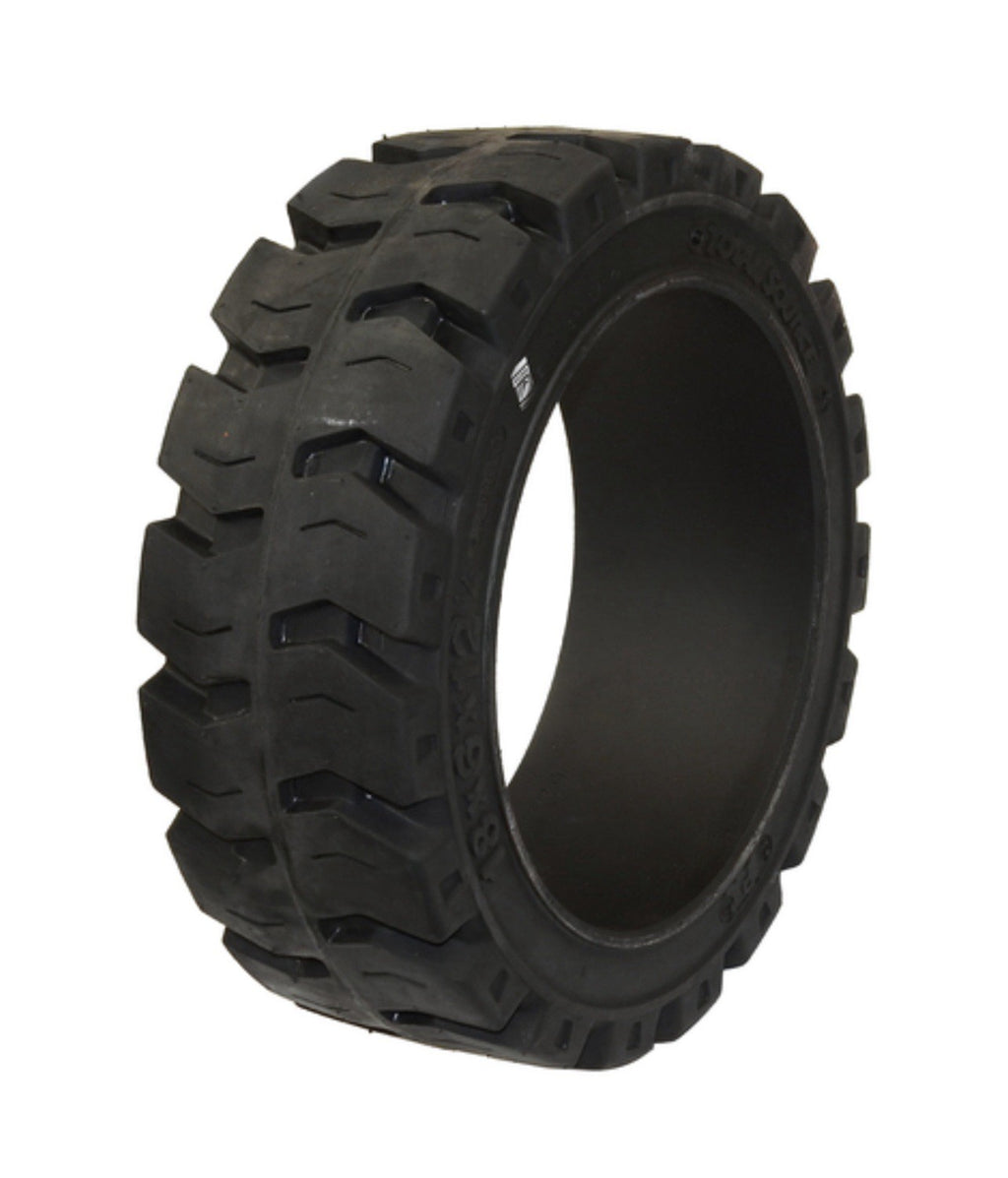 (QTY 2) FORKLIFT TIRE - 18X6X12.125 TRACTION PRESS ON BLACK