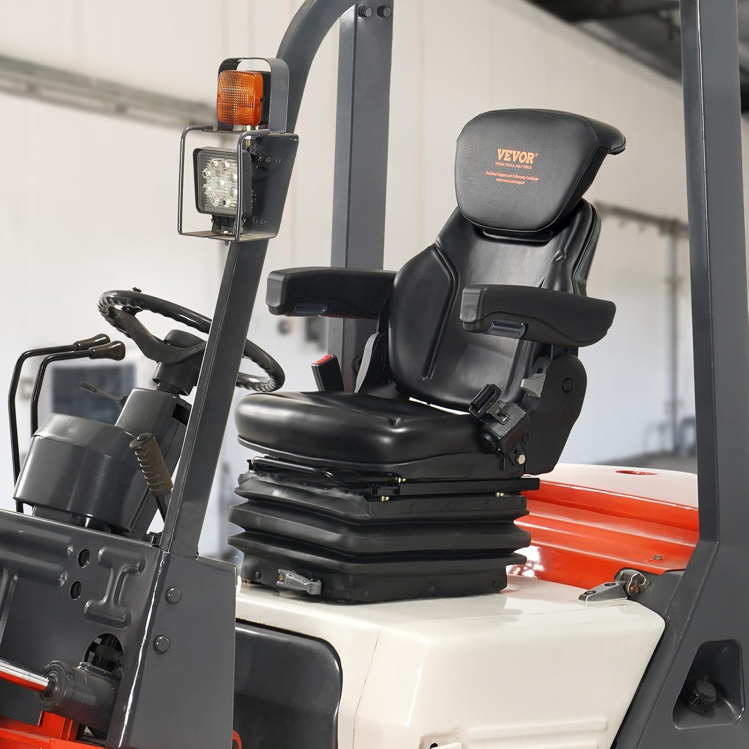 Universal Forklift Seat, Tractor Seat with Armrest & Adjustable Backrest