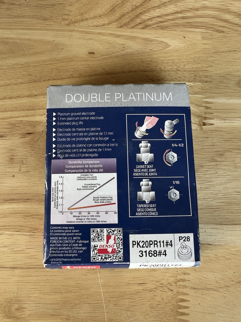 (SET OF 4) Spark Plug Denso PK20PR11 Doosan Forklift | PFR6B-11 NGK
