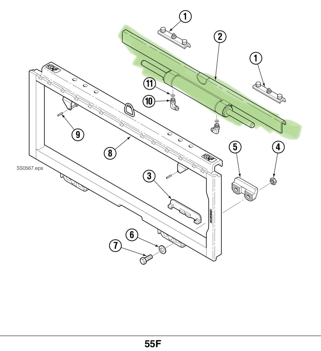 6025684 Forklift Sideshift Cylinder  - Fits Cascade 55F-SSS-A251 / A257 / A271