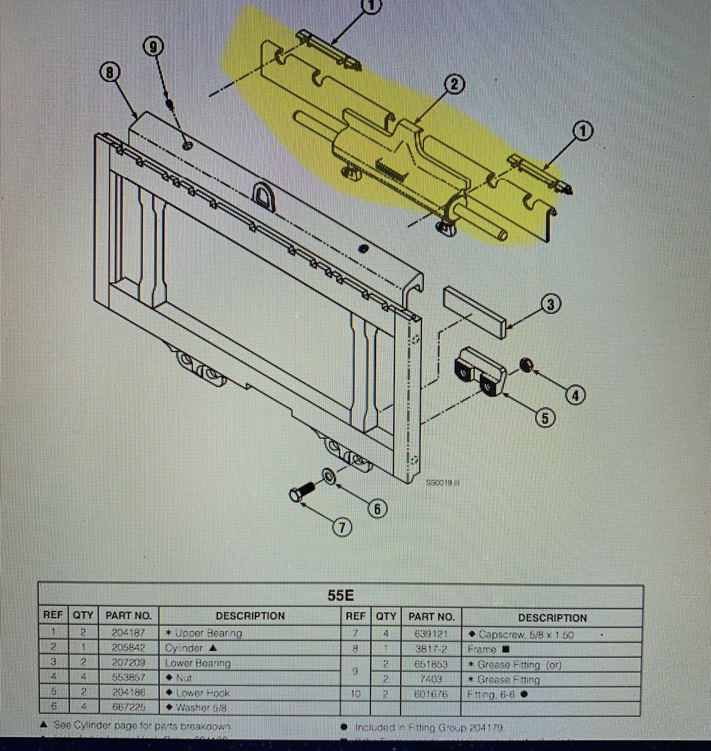 205842 Cascade Replacement Side Shift Cylinder For 55E Models | 31.9" Width