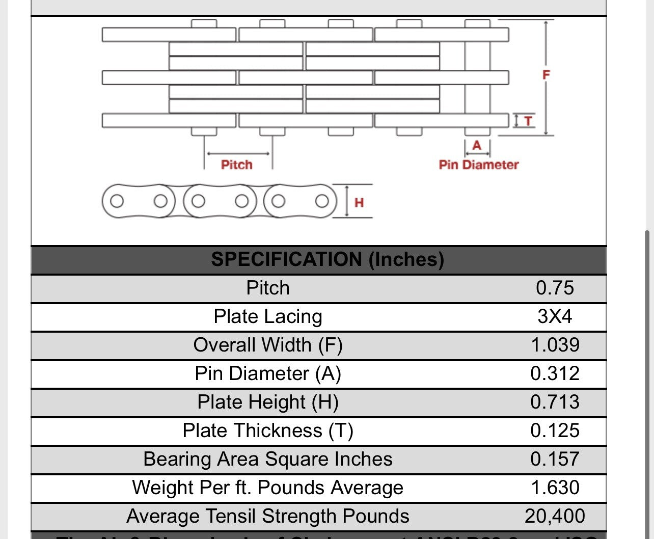 BL634 10Ft Forklift Mast Leaf Chain - See Photos for Full Description