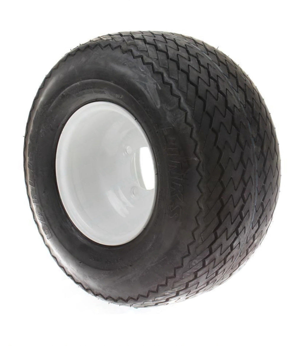 CLUB CAR TIRE + WHL18X8.50-8 NHS 4 LUG 4 PLY LINKS TREADSTEEL/WHITE