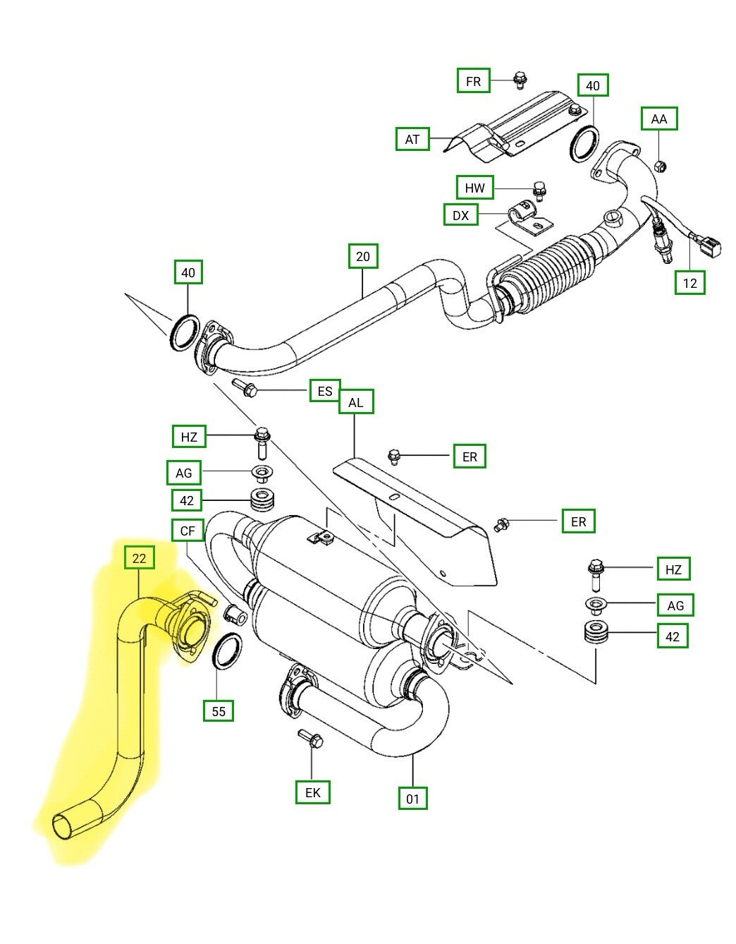 17509-26600-71 Toyota Forklift Tail Pipe For 8FGU20,25,30,32 | W/ Gasket