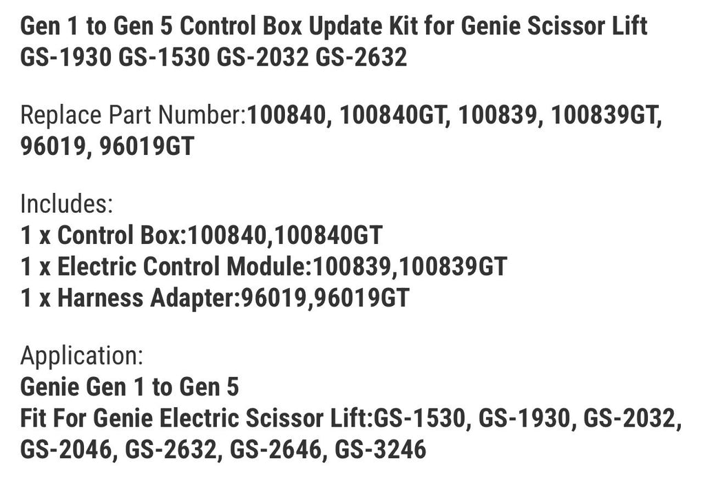 Gen 1 to Gen 5 Control Box Update Kit for Genie Scissor Lift GS-1930