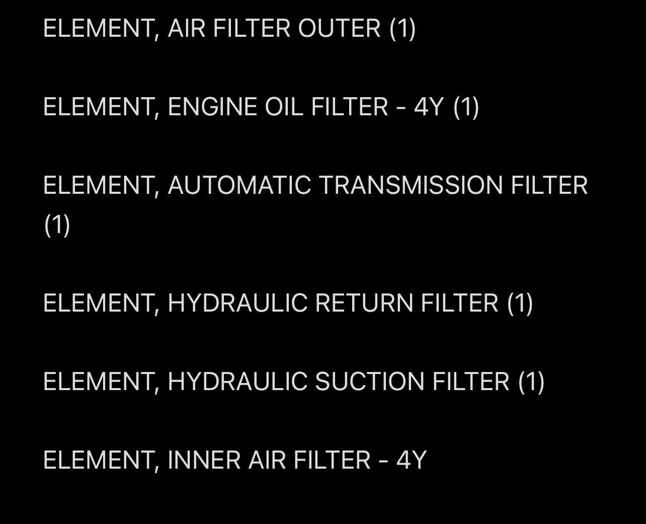 Forklift Filter Kit For Toyota 7FGU25 W/ 4Y Engine (See Description)