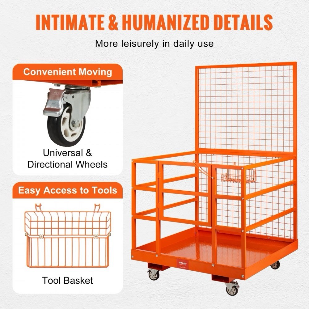 Forklift Safety Cage 43"x45" Forklift Man Basket Work Platform 1400lbs Capacity