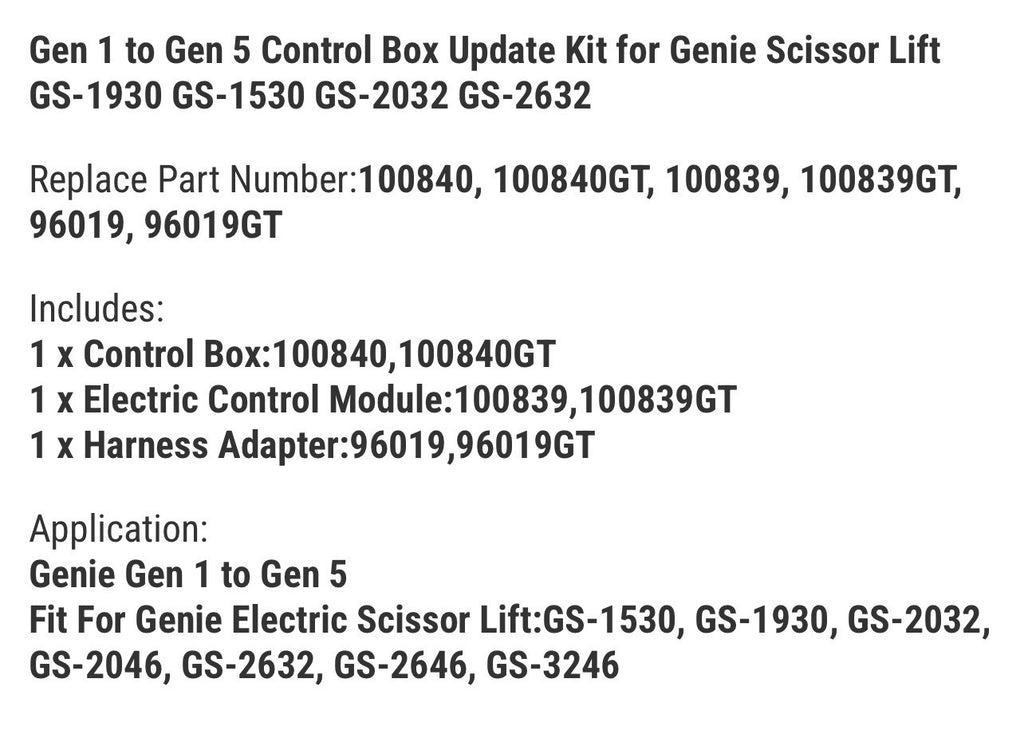 Gen 1 to Gen 5 Control Box Update Kit for Genie Scissor Lift GS-1930 GS-1530