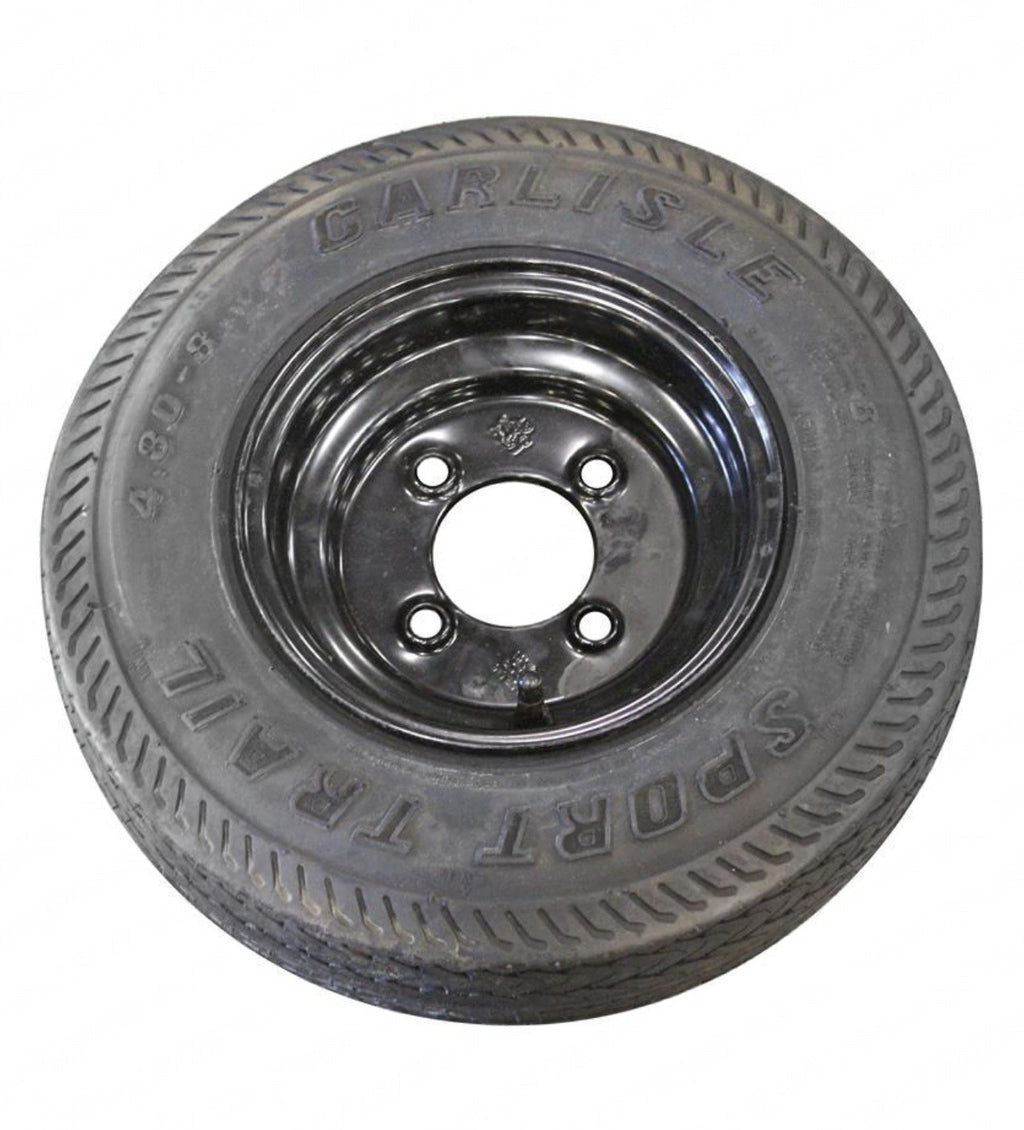 EZ600450 EZGO TIRE+WHEEL - 4.80X8 FOAMFILL 8X3.75 4ON4 SOLID RIM BLACK
