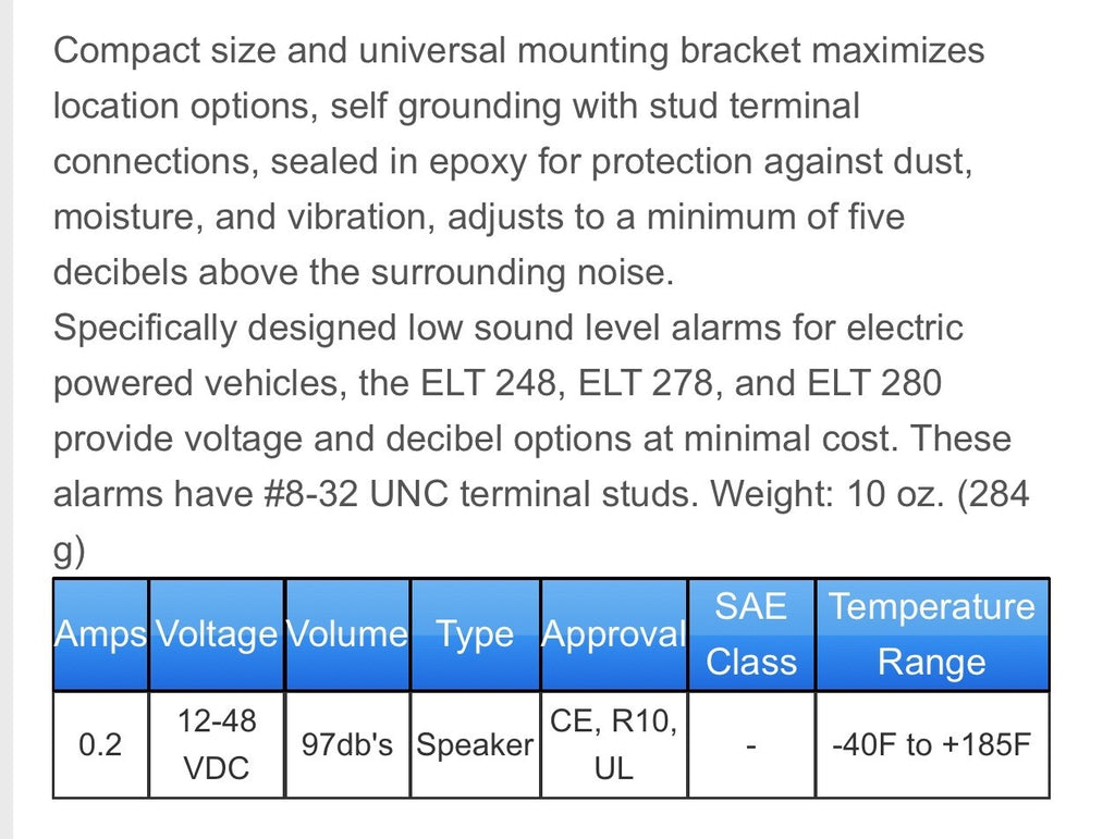 (SET OF 2) FORKLIFT BACK UP ALARM | 12-48V 97DB | FITS ALL MODELS | 248