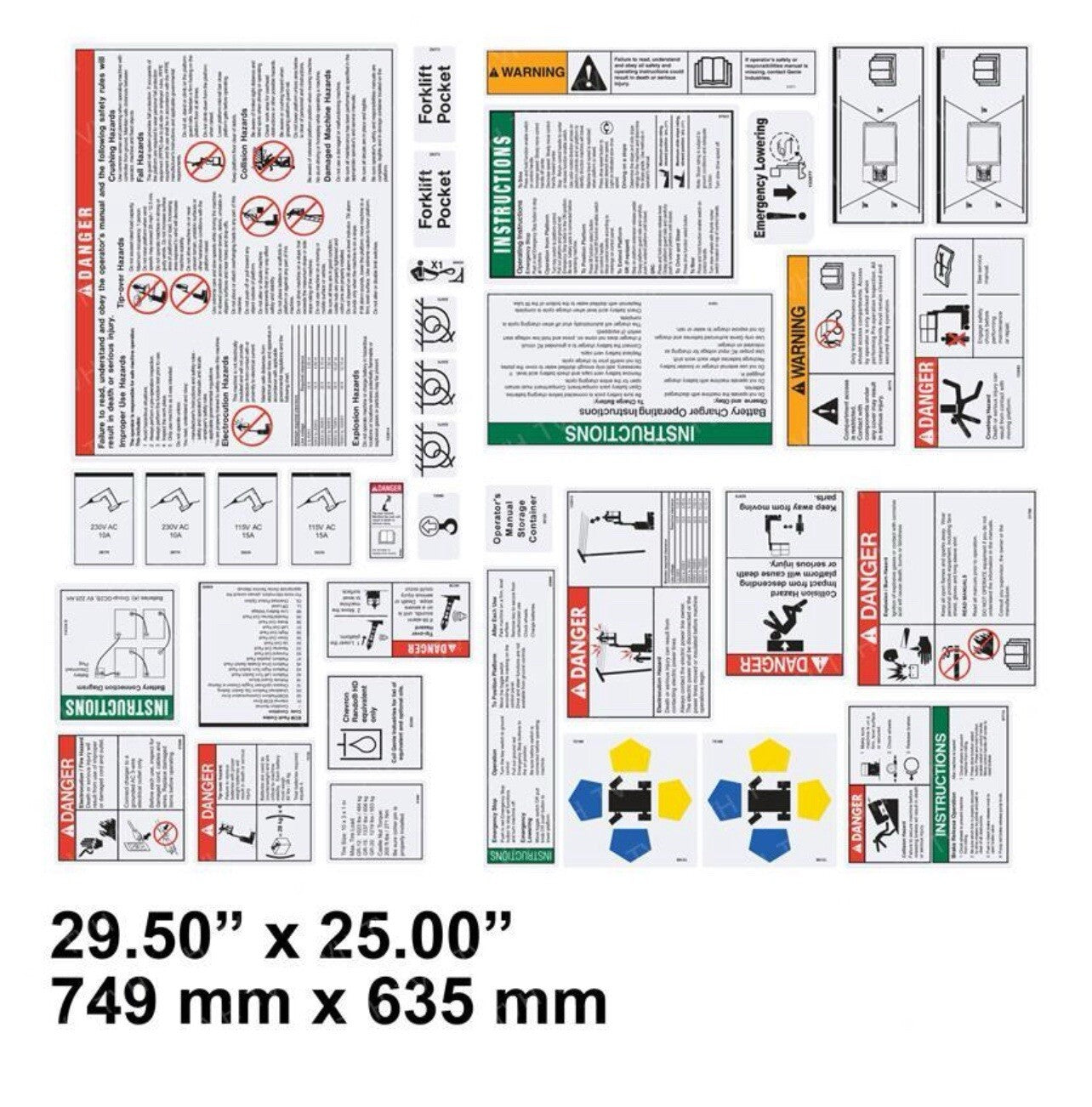 Genie 115413, DECAL KIT-SAFETY/INSTR-WORDS, GR-20