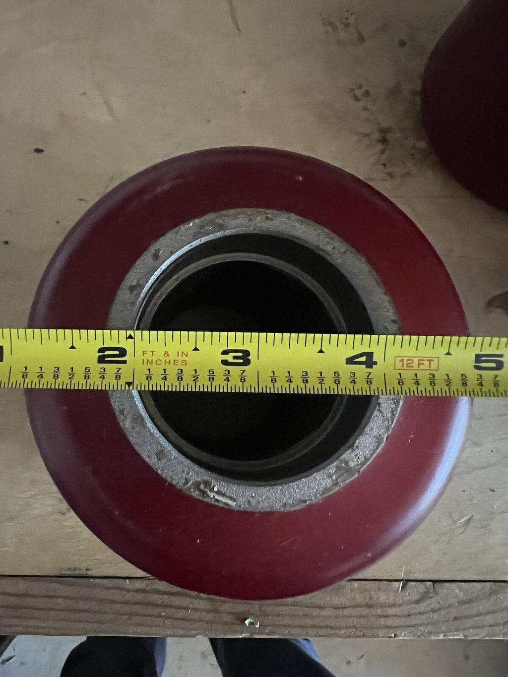 (SET OF 4) Pallet Jack Load Wheels | Dark Red Gum | 3.5"W x3 3/4" OD x 2" ID