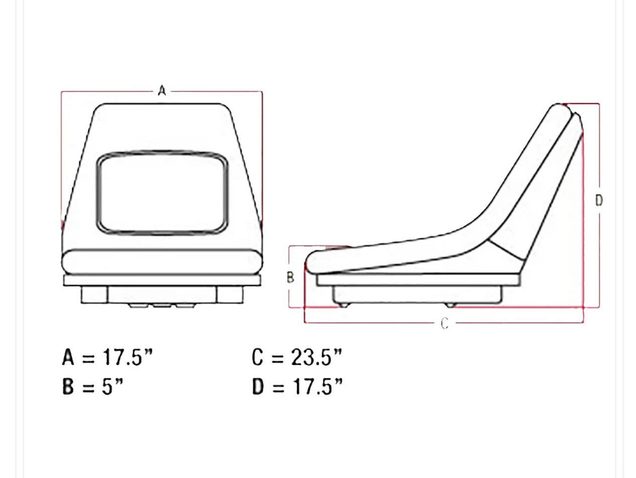 Bobcat 753 763 843 Skid Steer Seat Replacement Vinyl Bucket Seat
