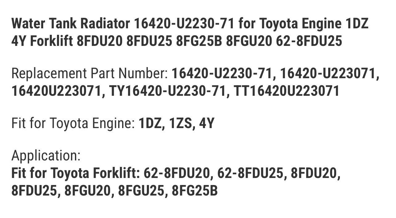 Radiator 16420-U2230-71 for Toyota Engine 1DZ 4Y Forklift