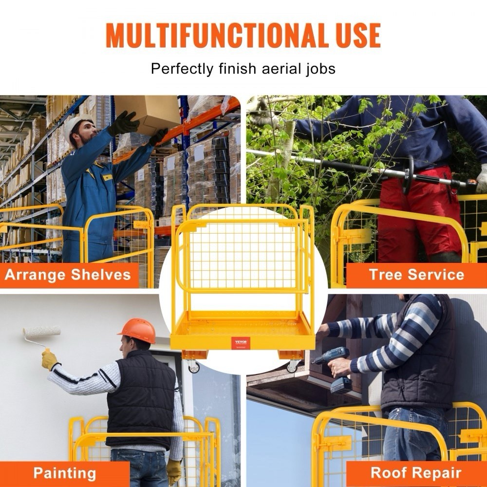 Forklift Safety Cage, 1200 lbs Load Capacity, 36 x 36 inches Folding Forklift