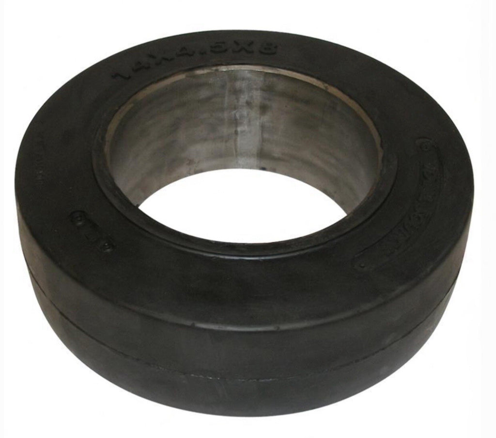 FORKLIFT TIRE - 14X4.5X8 SMOOTH | PRESS ON BLACK