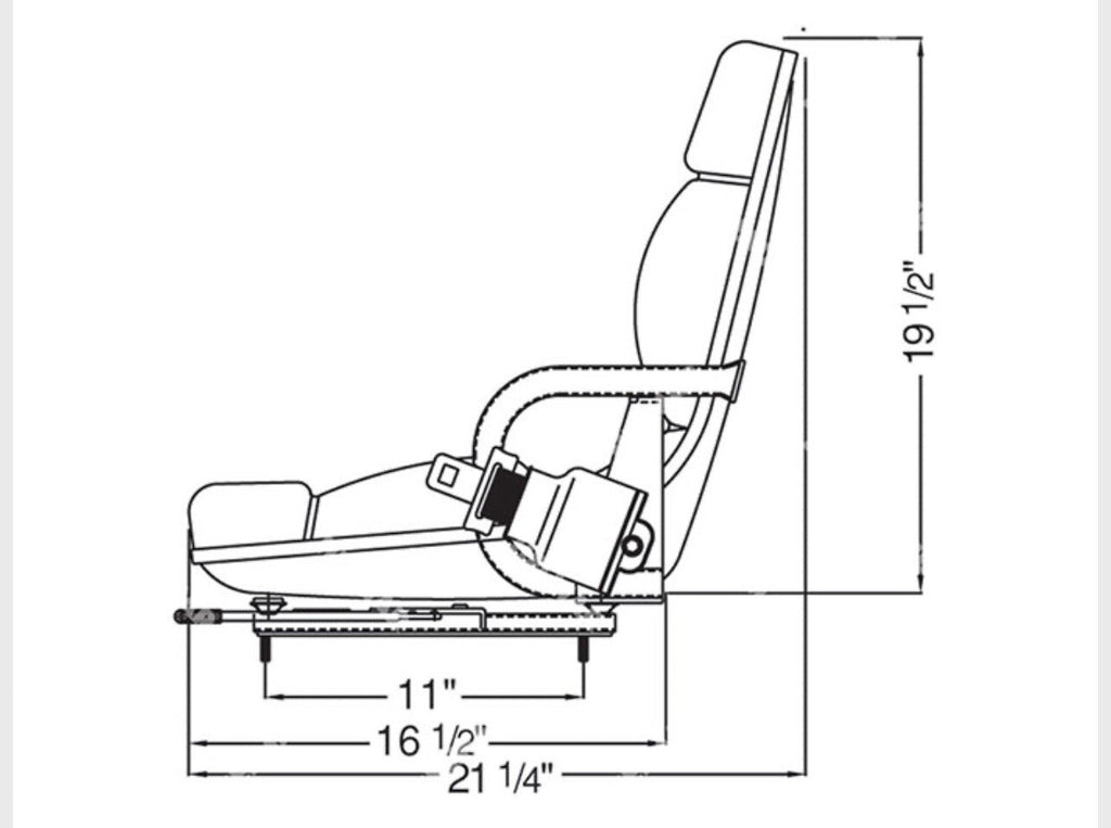 Universal Forklift Seat Vinyl Black W/Hip Restraints | Fits All Models | 3100