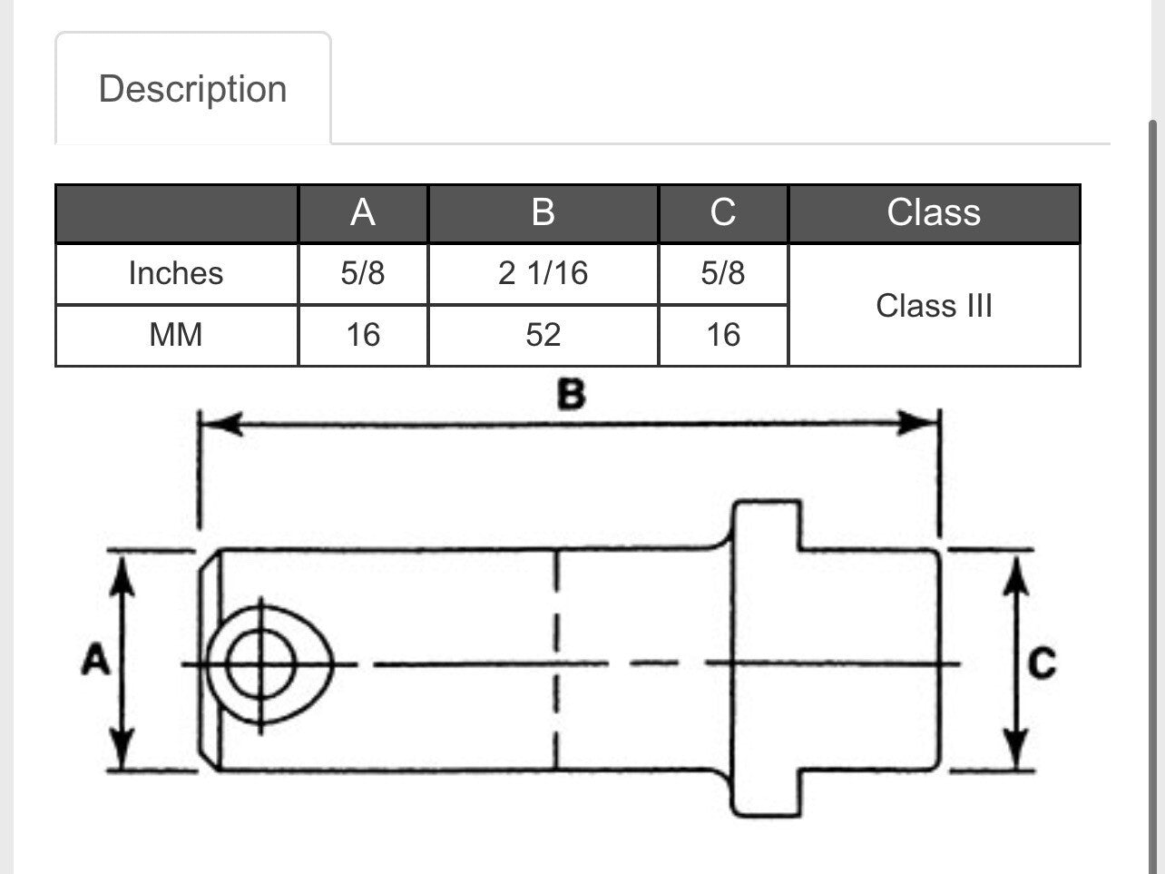 Universal Forklift Fork Pin Kit Class 3- Set of 2 (Size in Picture)