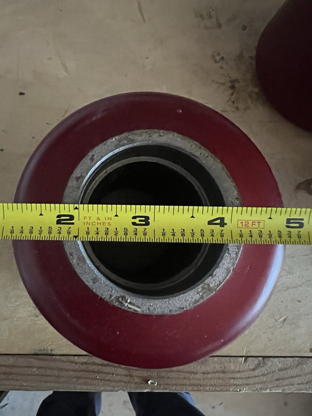 (SET OF 4) Pallet Jack Load Wheels | Dark Red Gum | 3.5"W x3 3/4" OD x 2" ID