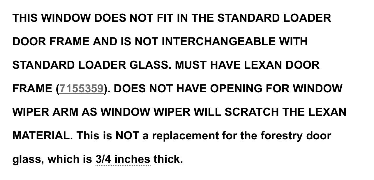 NEW BOBCAT 2 HOLE POLYCARBONATE WINDOW 7155308 | A770 S450, S510, S530
