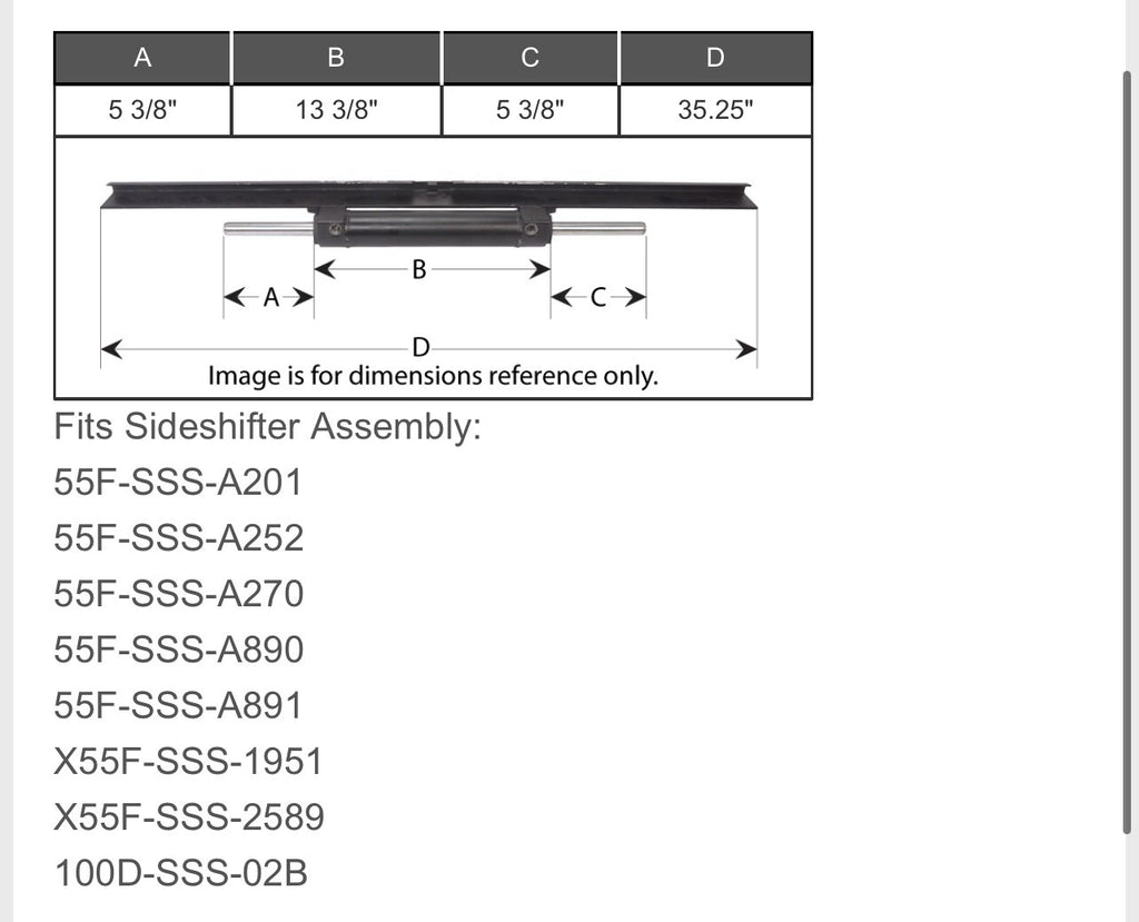 6025685 Forklift Sideshift Cylinder Replaces Cascade 55F-SSS-A201 / A252 / A270