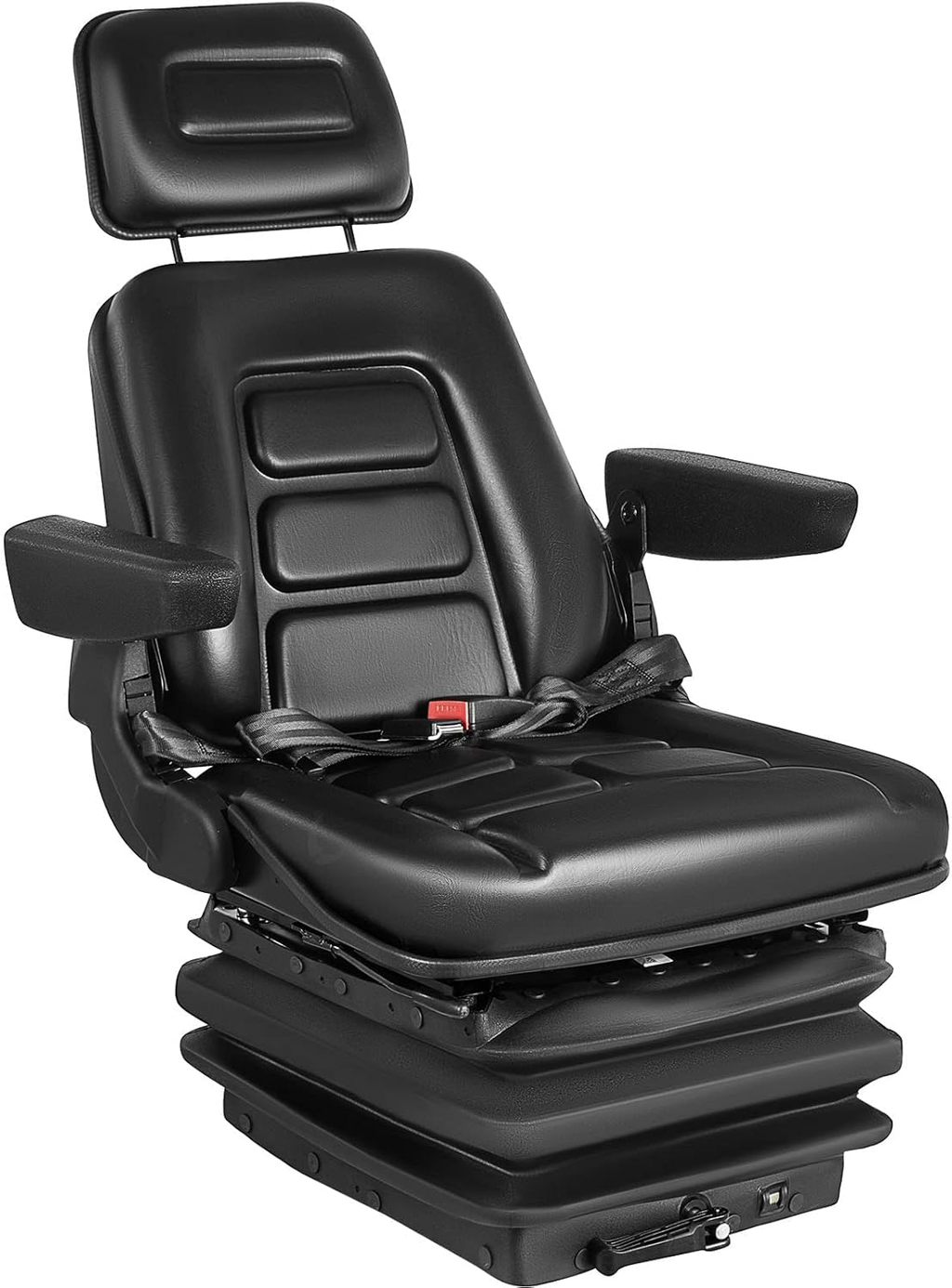 Forklift Seat w/ Slide Rails, Foldable for Tractor Forklift Excavator Skid Steer