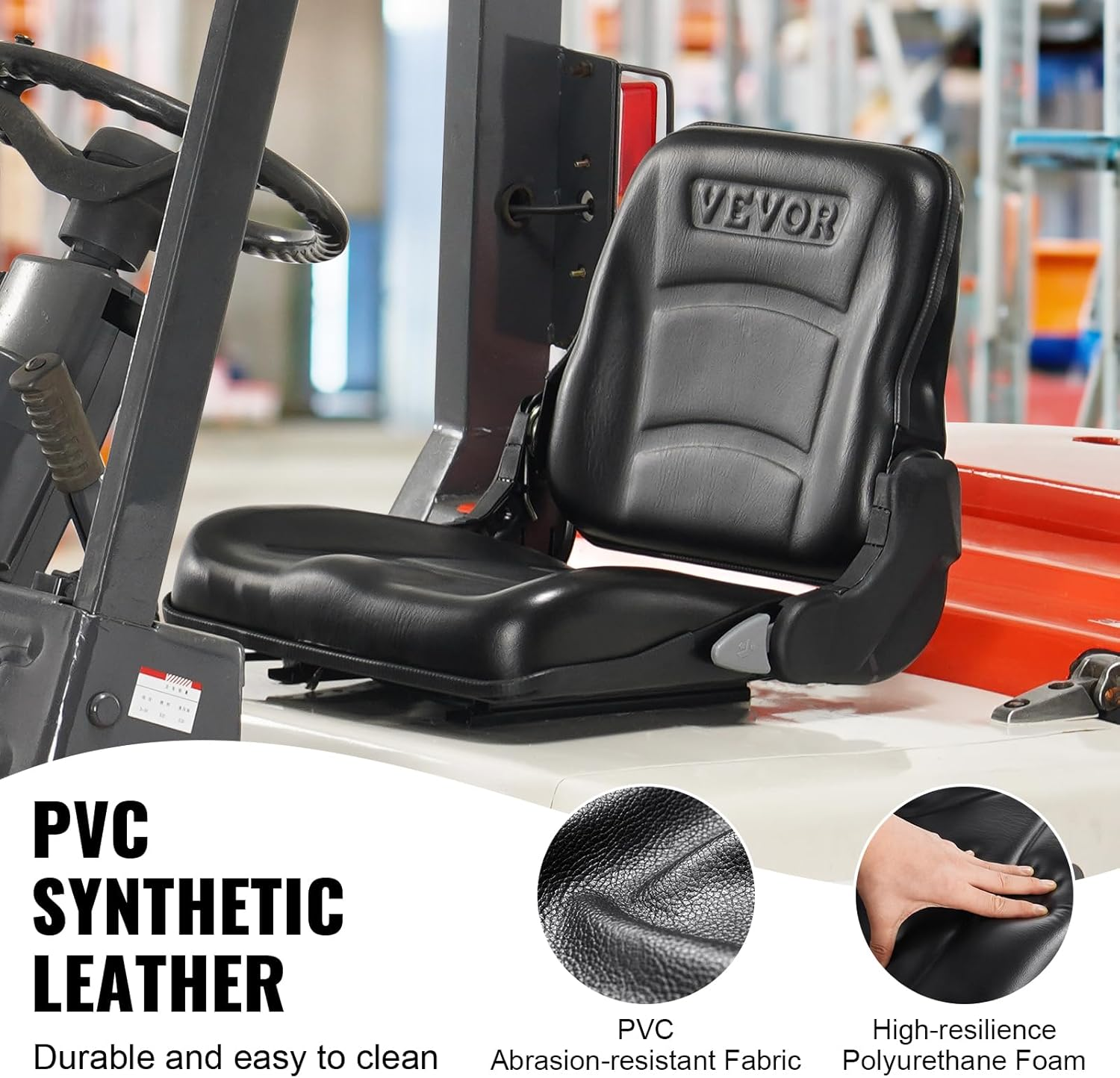 Universal Forklift Seat, Fold down Tractor Seat with Adjustable Angle Back
