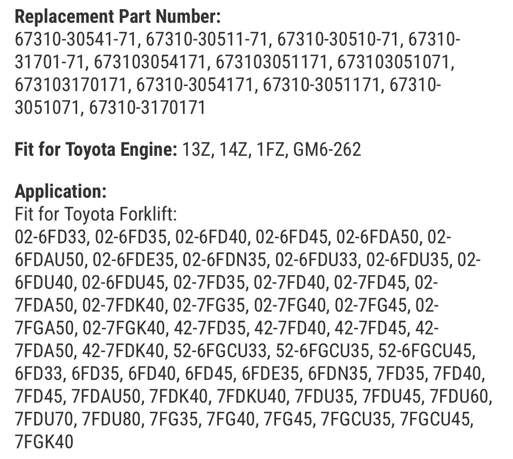 Oil Pump Drive Shaft 67310-30541-71 67310-30511-71 for Toyota Forklift