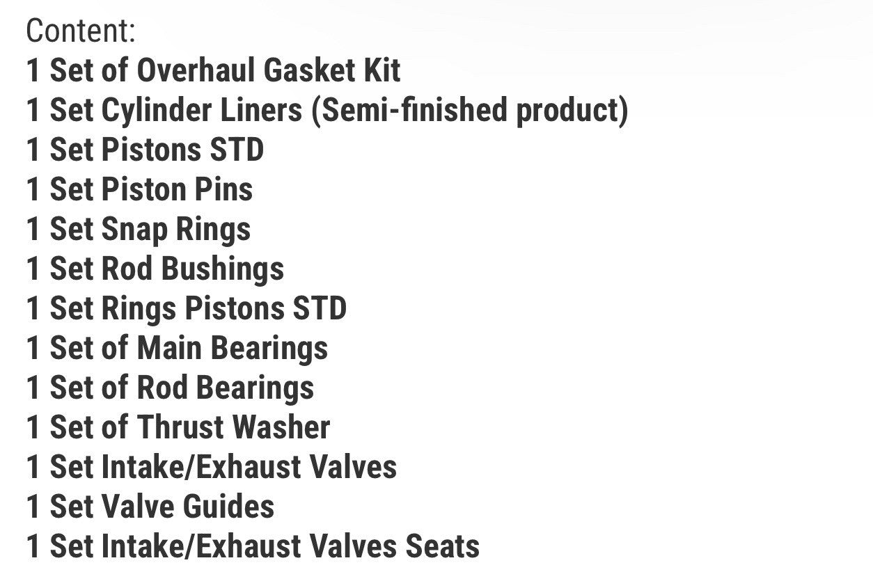 Forklift Overhaul Rebuild Kit for Nissan K25 Engine