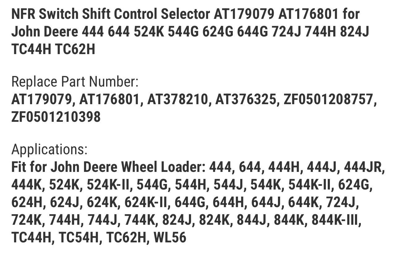 NFR Switch Shift Control Selector AT179079 AT176801 for John Deere