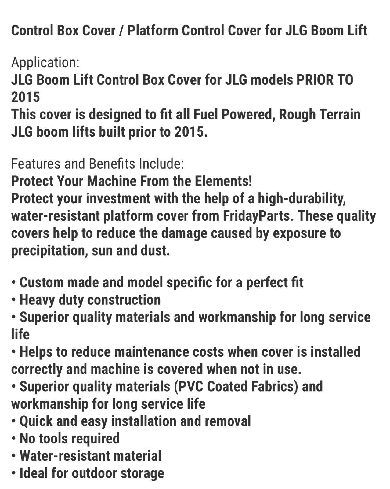 Control Box Cover / Platform Control Cover for JLG Boom Lift