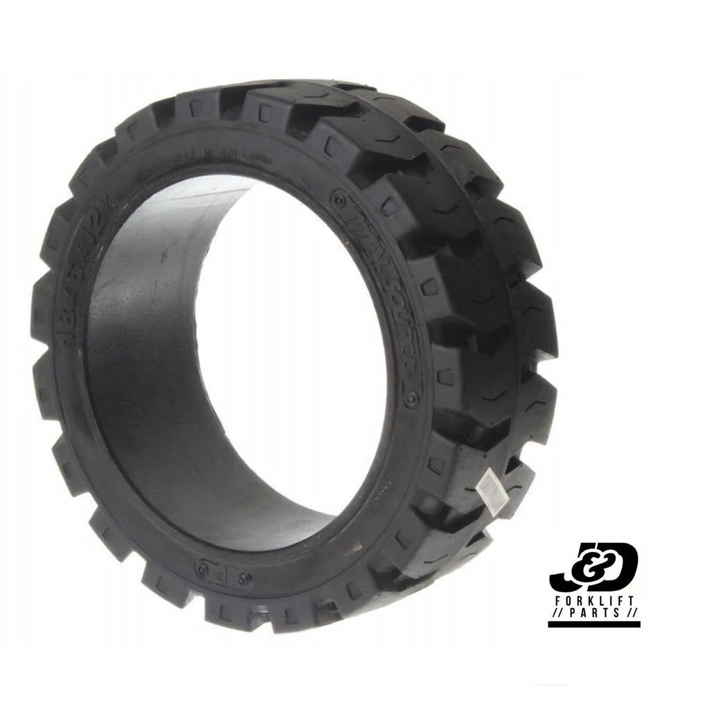 (QTY 2) 18X6X12-1/8 Tires Solid Forklift Press-On Tire black Traction