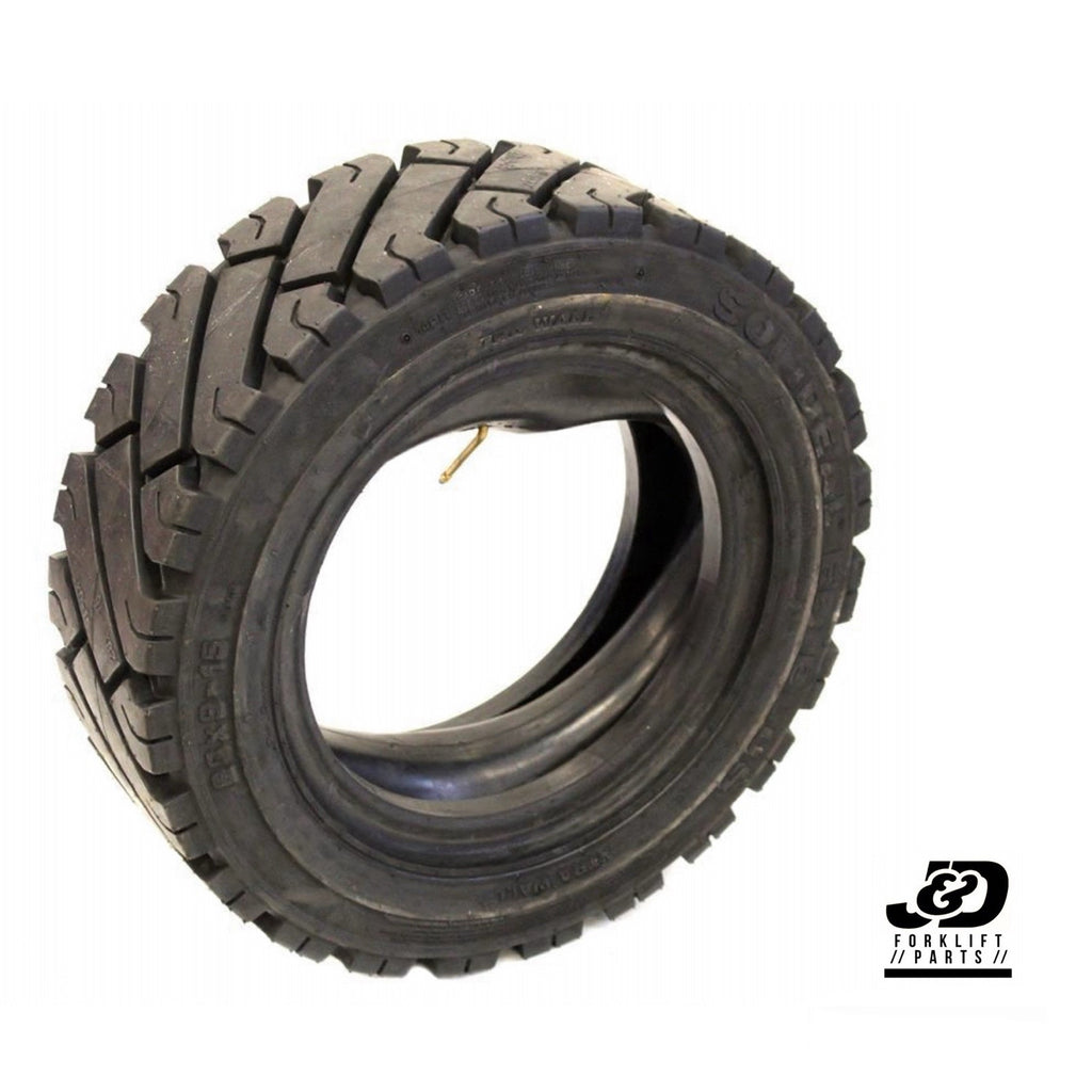FORKLIFT TIRE - 8.15-15(28X9X15)14PR PNEUMATIC SOLIDEAL ECOMATIC | TUBE & FLAP