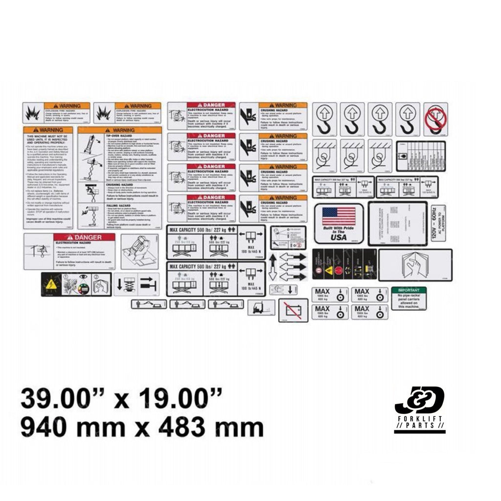 NEW JLG AERIAL WORK PLATFORM SERVICE DECAL KIT 1930 ES
