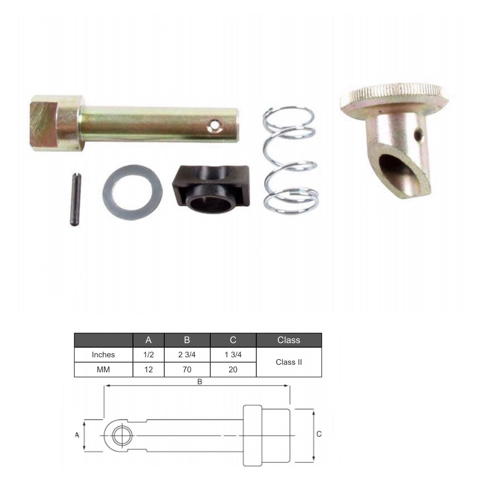 (SET OF 2) Forklift Fork Pin Kit Class 2 | 70MM