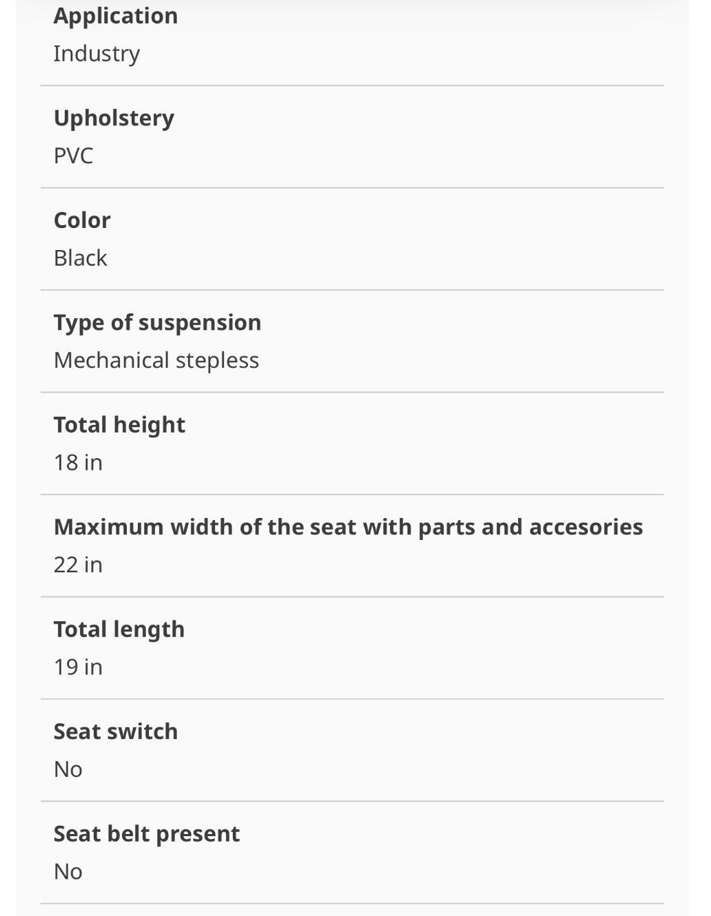 Universal Forklift Seat AdjustableTractor Seat with Armrests