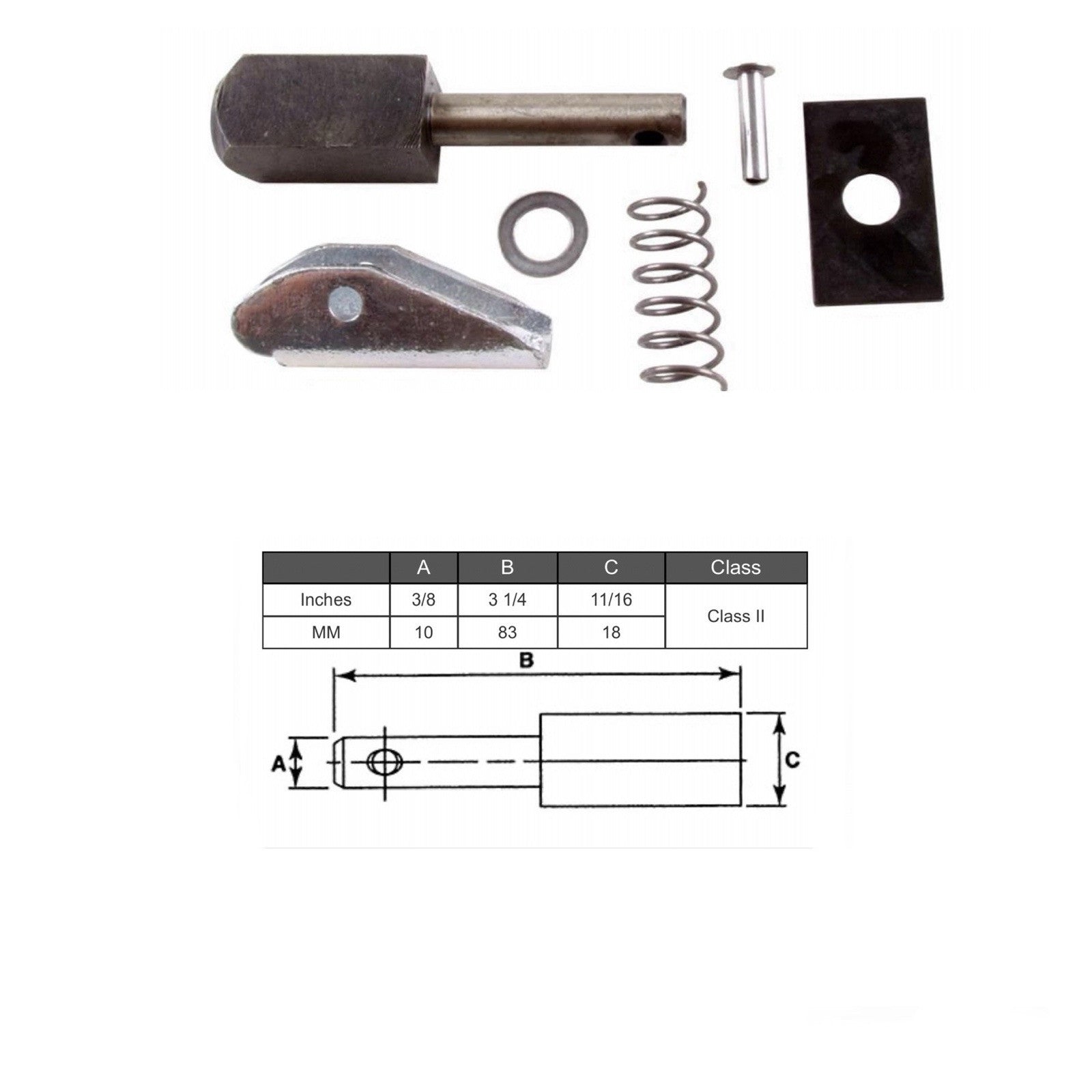 (SET OF 2) Forklift Fork Pin Kit Class 2 | 83MM
