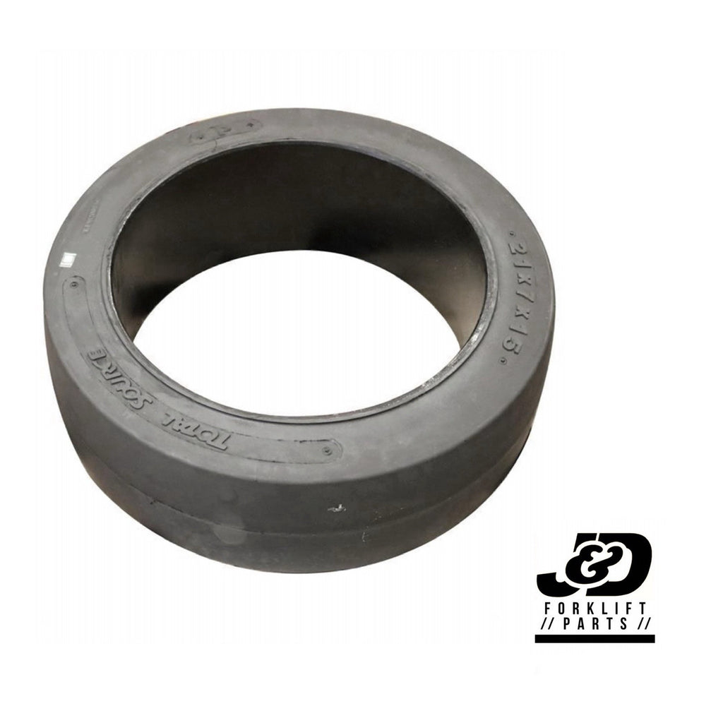 (QTY 2) FORKLIFT TIRE - 21X7X15 SMOOTH PRESS ON SMOOTH BLACK