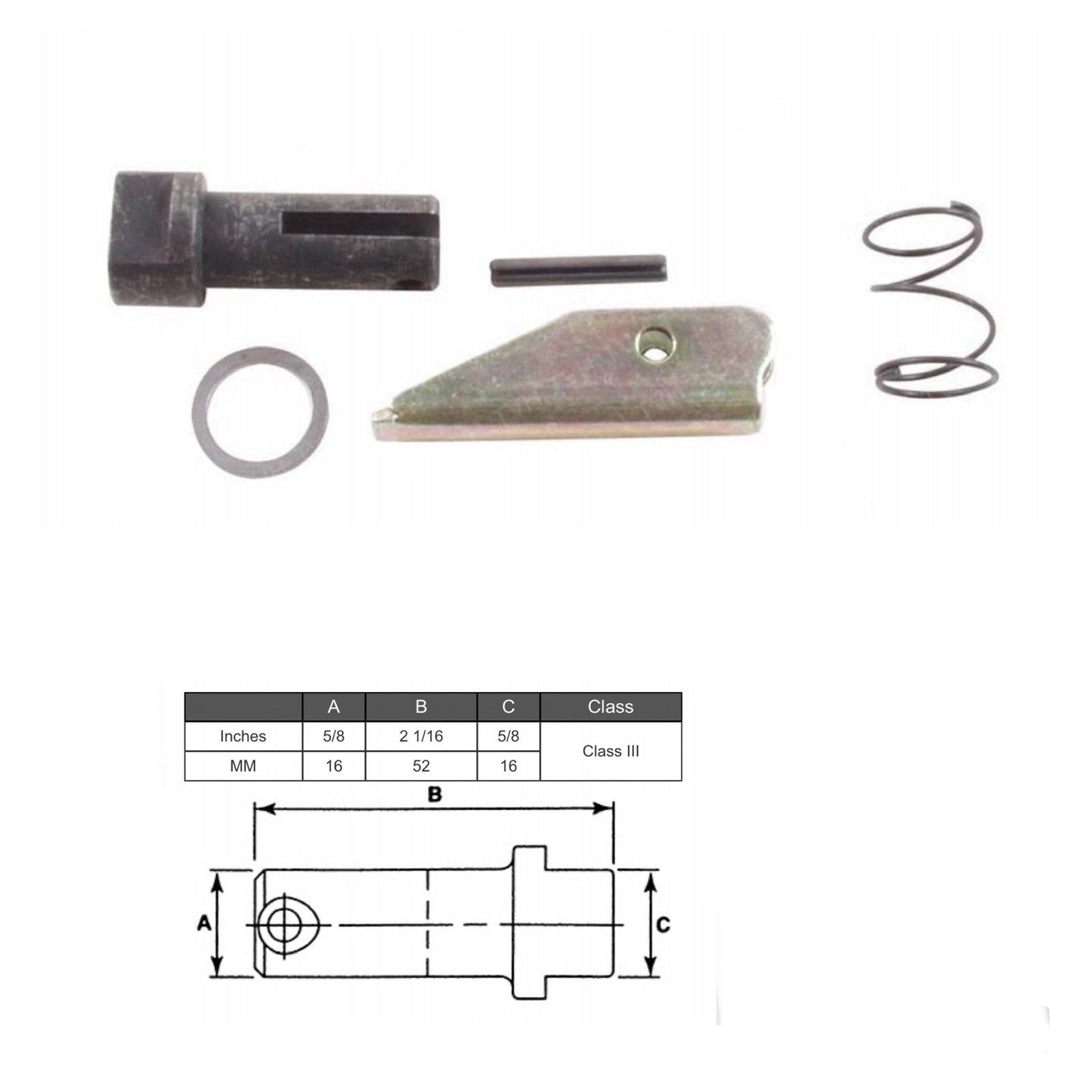 (SET OF 2) Forklift Fork Pin Kit Class 3 | 52MM