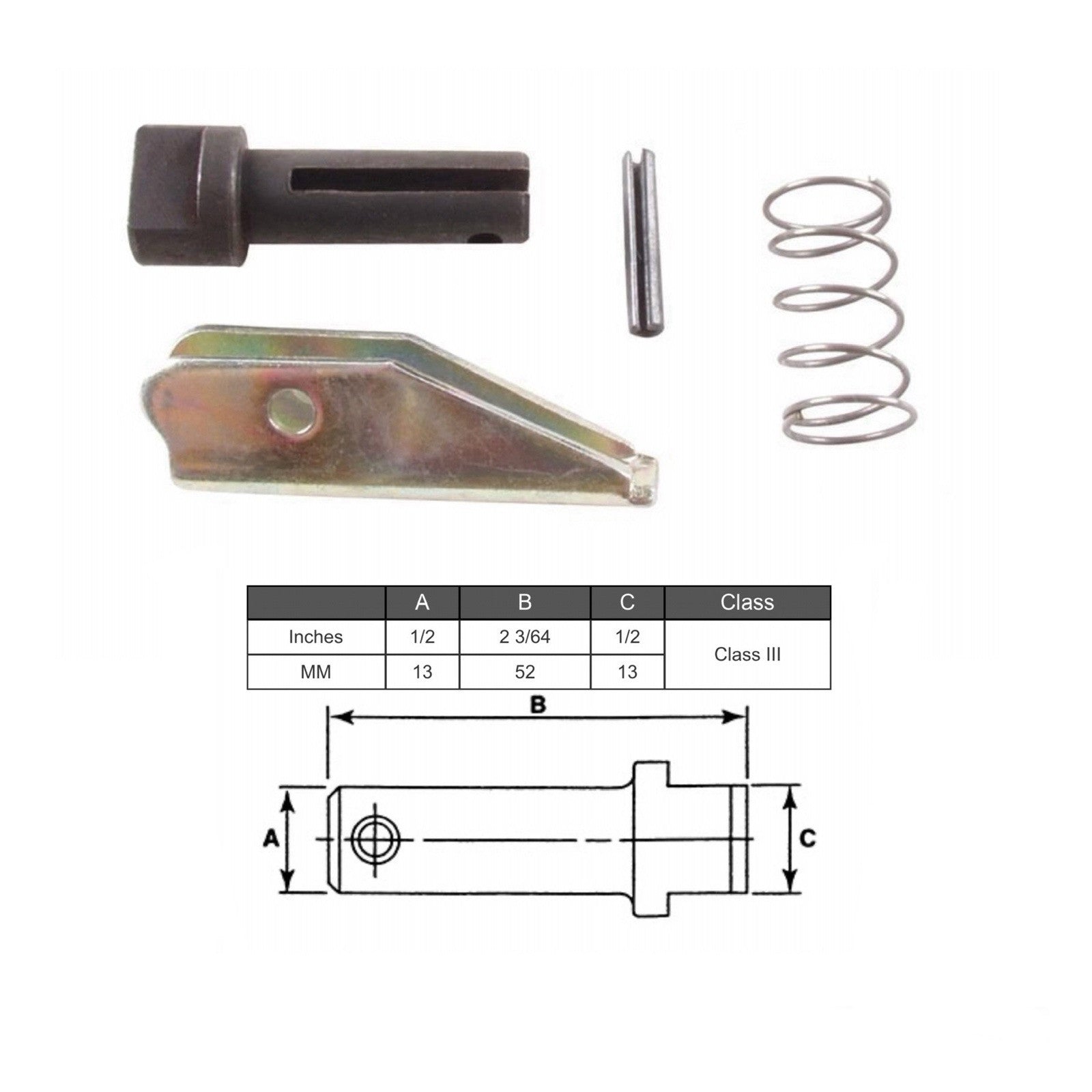 (SET OF 2) Forklift Fork Pin Kit Class 3 | 52MM